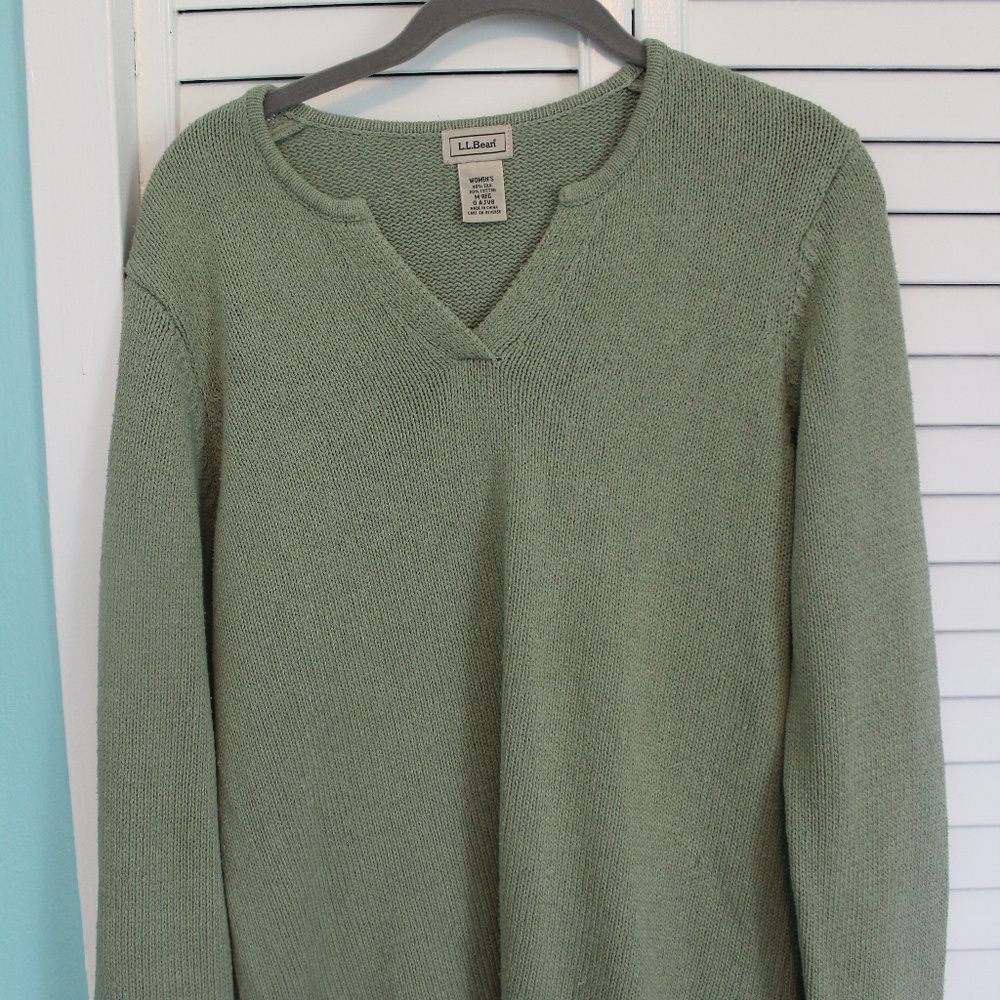 L.L. Bean Silk/Cotton Sweater Sage Green Medium
